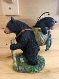 Bear and cub gone fishing statue